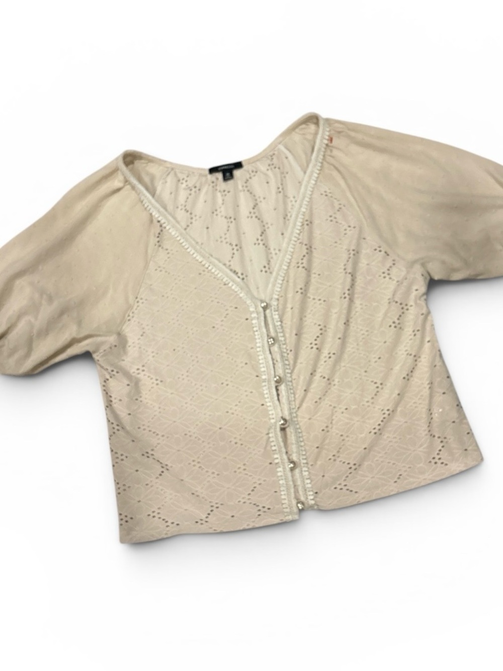 Espresso Cream Eyelet Button-Front Top